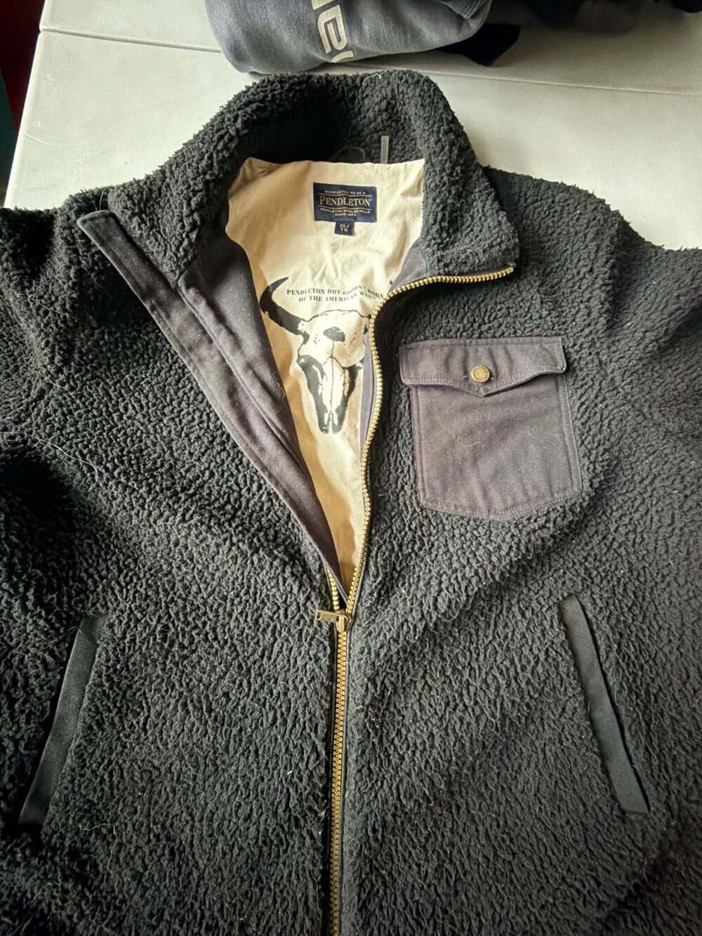 Pendleton River Rock Sherpa Fleece Jacket Size XL Black Canvas Lined